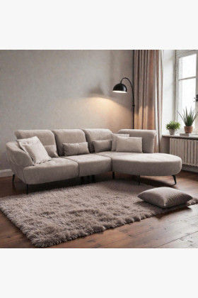 Modulares Ecksofa Dance Softclean Stoff Taupe, verstellbar